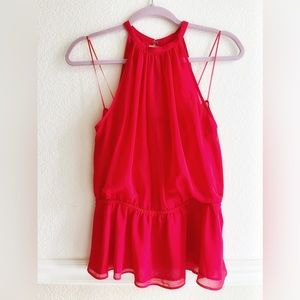 Bright RED chiffon peplum top from EXPRESS